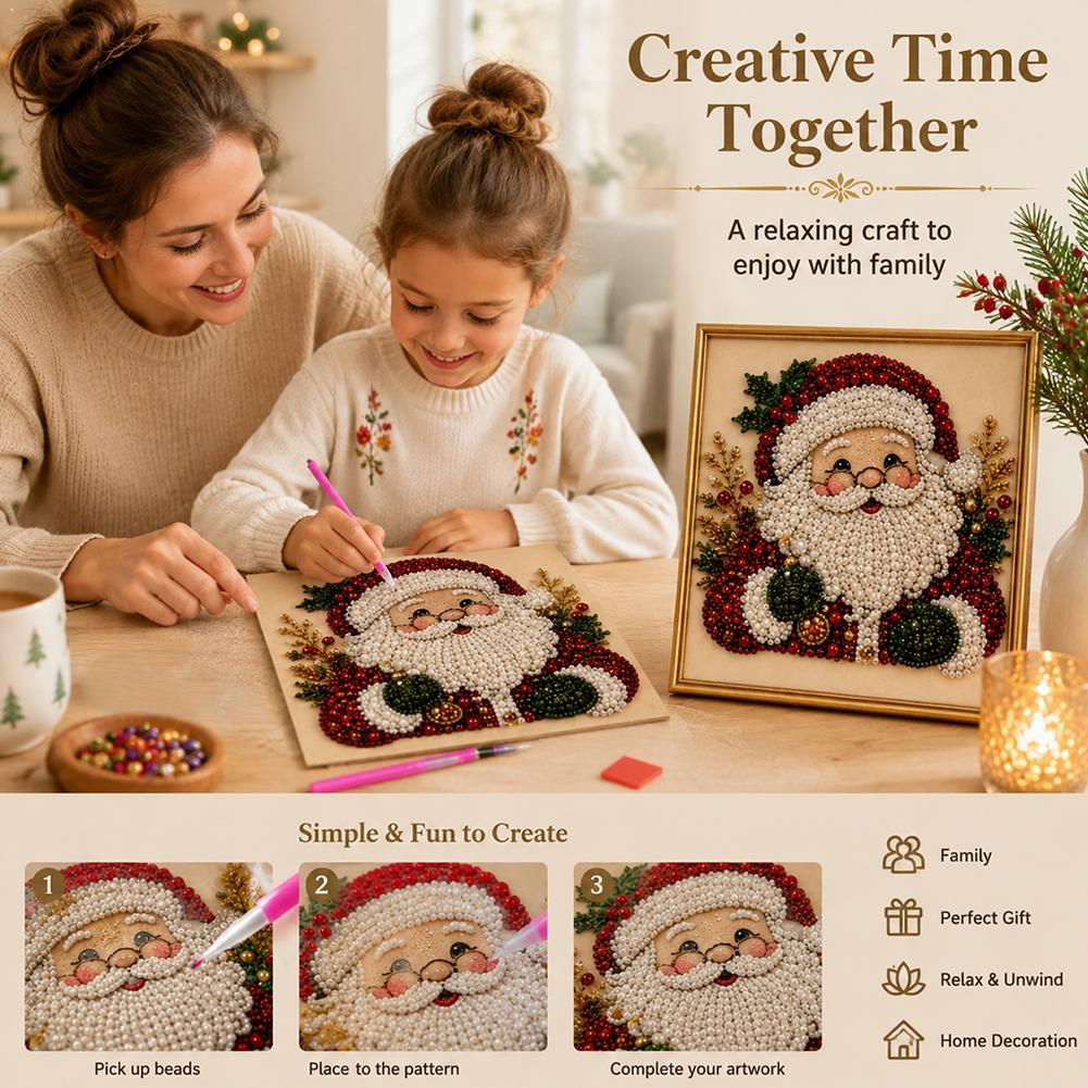 Resin Art Frame - Kit Seni Mutiara Santa Claus Natal