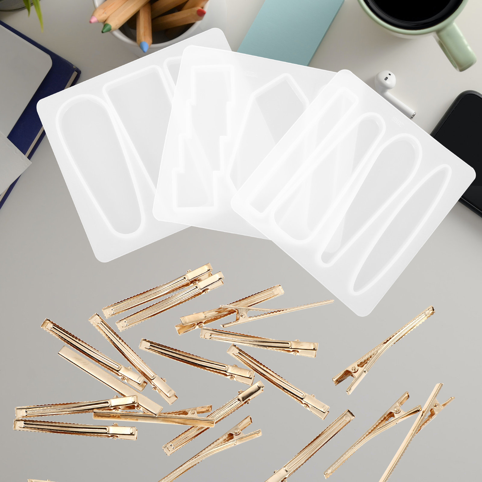 Resin Art Diy - 1Set Cetakan Jepit Rambut Silikon DIY