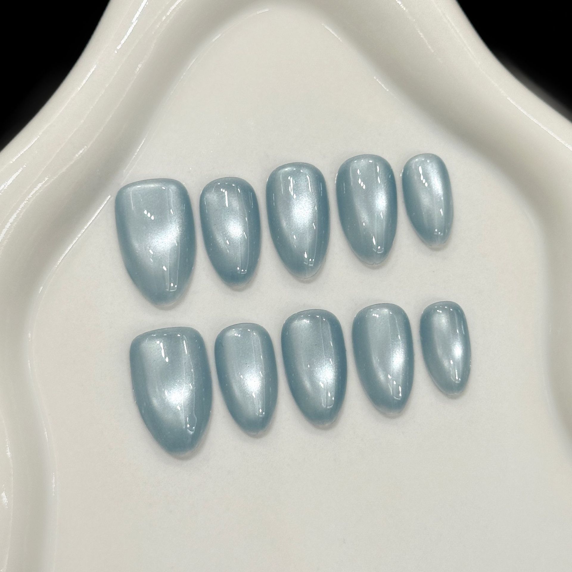 Resin Art Decor - 10Pcs Kuku Palsu Biru Cat Eye