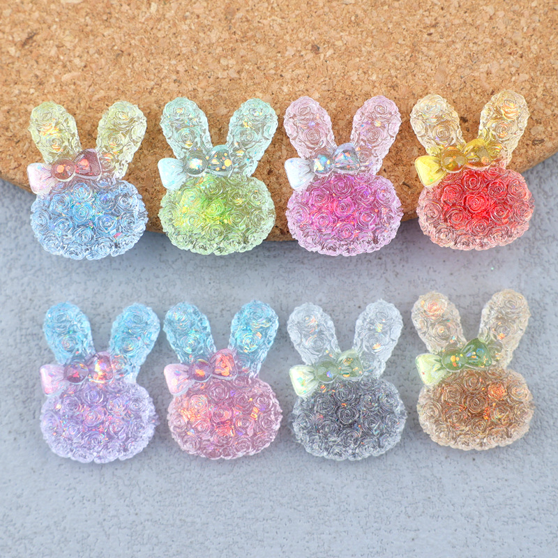 Resin Art Decor - 5PCS 18*25mm Cabochon Resin Kelinci Bercahaya