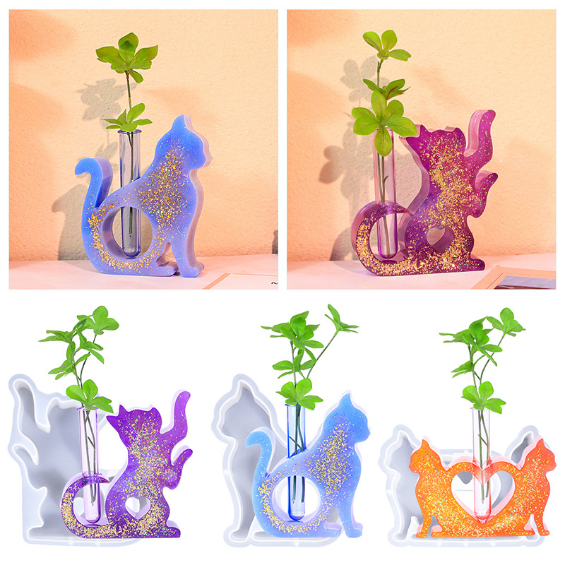 Resin Art Work - Cetakan Resin berbentuk kucing vas silikon