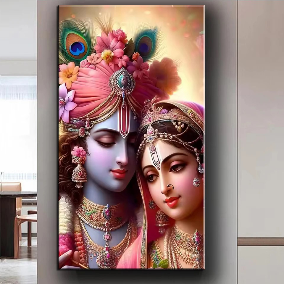 Resin Art Radha Krishna - Indian Lord Radha Krishna pasangan 5D