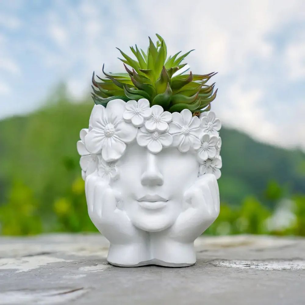 1 Buah Pot Bunga Wajah Wanita  - Resin Art Using Flowers ulasan dan harga