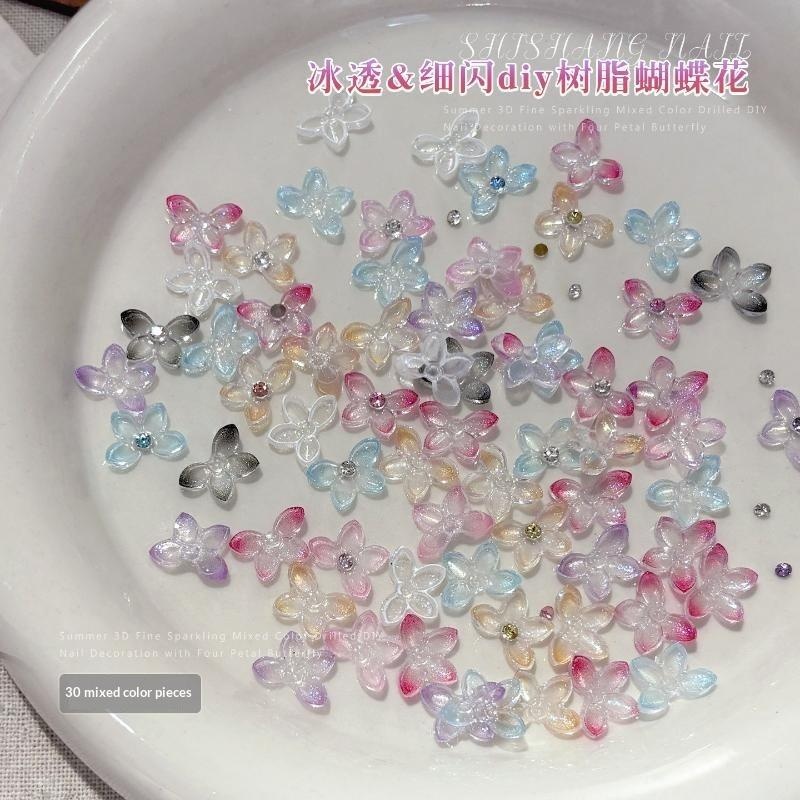 30Pcs Hiasan Kuku 3D Kupu-kupu - Resin Art Using Flowers ulasan dan harga